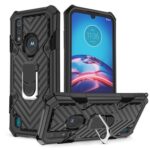 Rugged black smartphone with a built-in kickstand and protective case.