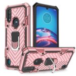 Rugged pink phone case with built-in kickstand for hands-free use.