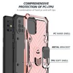 A rugged phone case with protective layers and metal brackets.