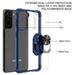 Transparent phone case with metal ring and dual-layer protection.