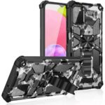 Rugged transparent smartphone case with shock-absorbing corners and geometric design.