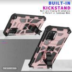 Rugged phone case with built-in kickstand and reinforced corners for protection.