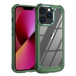Green rugged phone case with transparent back for iPhone.