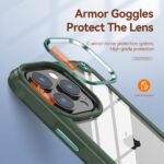 Protective armor goggles shield the camera lens of a smartphone case.