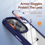 Phone case with armor goggles protecting the camera lens.