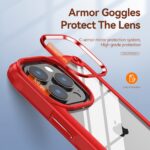 Red phone case offers lens protection with armor goggles and camera lens protection.