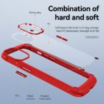 Red protective phone case with hard and soft layers for enhanced protection.