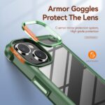 Green phone case with armor goggles protecting camera lenses.