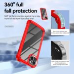 Red phone case providing 360° full fall protection with reinforced corners.