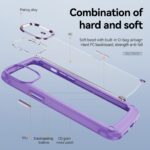 Purple phone case with hard frame and soft edges for protection.