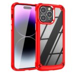 Sleek smartphone with a vibrant red protective case.
