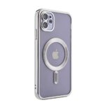 Clear phone case with a MagSafe ring showing on the back of the phone.