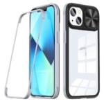 Modern smartphone with a transparent protective case and camera lens cover.