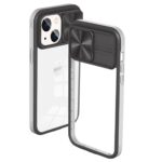 Clear phone case with black magnetic sliding camera cover.