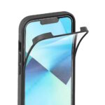 A flexible screen protector being applied to a smartphone.