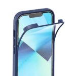 A smartphone with a flexible screen protector being applied.