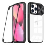 Black phone case with camera protector and clear back design.