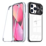 Clear protective phone case with camera lens cover beside iPhone.