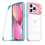 Pink phone case with a rotating flower design and transparent edges.