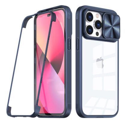 Sleek phone case with a camera protector and clear back.