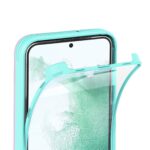 A flexible transparent phone case being peeled off a smartphone.