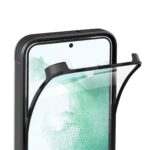 A smartphone with a flexible screen protector being applied.