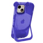 A purple iPhone case with a built-in stand.