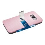 Pink RFID-blocking card holder with credit cards inside.