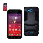 Front and back views of a black smartphone with a colorful display and camera.