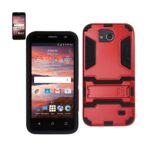 Smartphone with a red protective case and a matching phone shown.