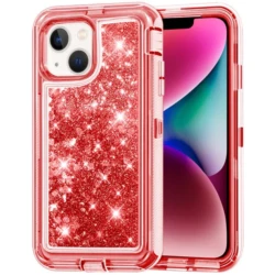 Red glitter phone case with smartphone.